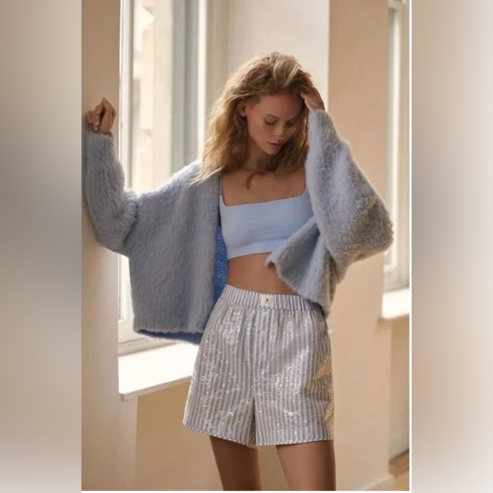 Pilcro by anthropology   Blue Teddy Jacket - Cozy Open size extra small